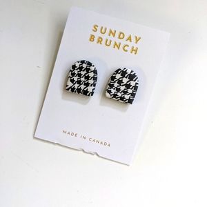 Sunday Brunch Polymer Clay Houndstooth Earrings